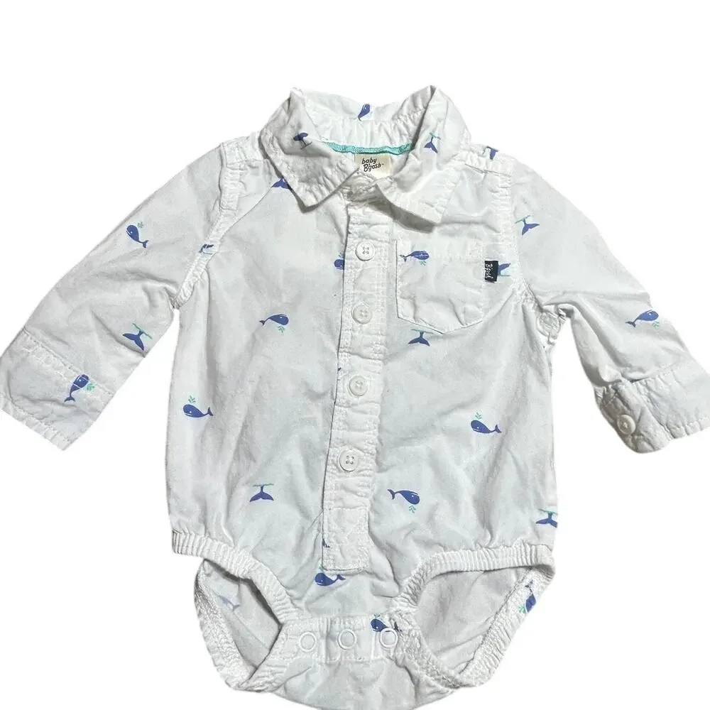 Oshkosh B'gosh Boys white long sleeve bodysuit whale print